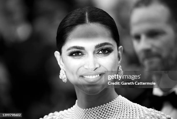 Jury member Deepika Padukone attends the closing ceremony red carpet for the 75th annual Cannes film festival at Palais des Festivals on May 28, 2022...