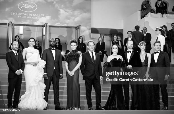 Jury member Asghar Farhadi, Jury member Deepika Padukone, Jury member Ladj Ly, Jury member Jasmine Trinca, President of the Jury of the 75th Cannes...