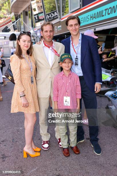Princess Alexandra of Hanover, Ben Sylvester Strautmann, Andrea Casiraghi and Sasha Casiraghi attends qualifying ahead of the F1 Grand Prix of Monaco...