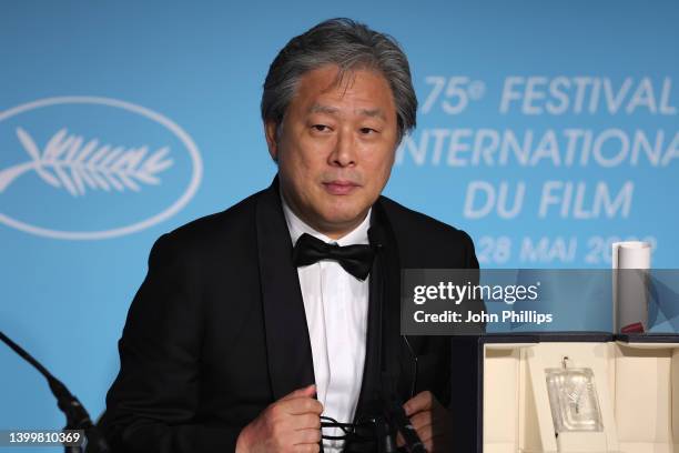 Director Park Chan-wook who won the Best Director Palme d'Or Award for the movie 'Heojil Kyolshim' speaks at the Palme D'or winner press conference...