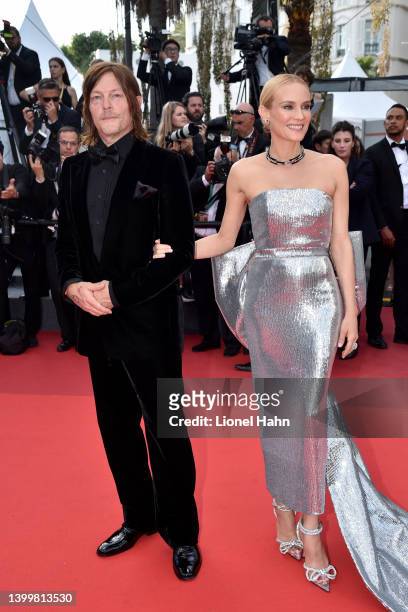 Diane Kruger and Norman Reedus attend the closing ceremony red carpet for the 75th annual Cannes film festival at Palais des Festivals on May 28,...