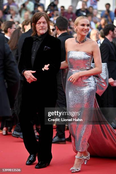 Diane Kruger and Norman Reedus attend the closing ceremony red carpet for the 75th annual Cannes film festival at Palais des Festivals on May 28,...