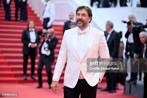 Javier Bardem attends the closing ceremony red carpet for the 75th annual Cannes film festival at Palais des Festivals on May 28, 2022 in Cannes,...