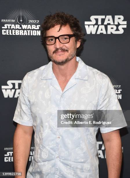 Pedro Pascal attends the panel for “The Mandalorian” series at Star Wars Celebration in Anaheim, California on May 28, 2022.