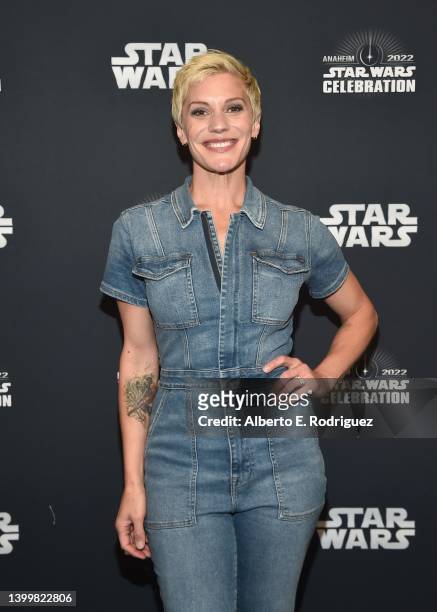 Katee Sackhoff attends the panel for “The Mandalorian” series at Star Wars Celebration in Anaheim, California on May 28, 2022.