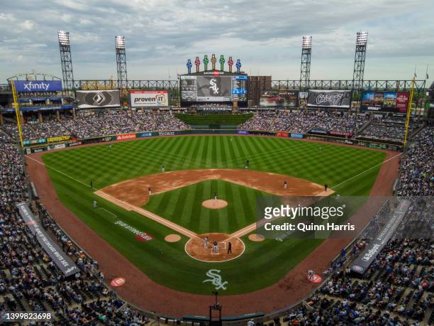General view of Guaranteed Rate Field during the second inning of the game between the Chicago Cubs and the Chicago White Sox at Guaranteed Rate...