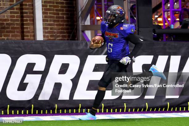 Ed Crouch of the Knights of Degen rushes for a touchdown during the second half against the 8OKI during Fan Controlled Football Season v2.0 - Week...