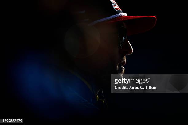 Chase Elliott, driver of the NAPA Auto Parts Chevrolet, looks on during practice for the NASCAR Cup Series Coca-Cola 600 at Charlotte Motor Speedway...