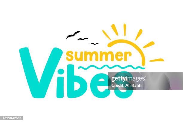 summer vibes schriftzug hintergrund - ferienlager stock-grafiken, -clipart, -cartoons und -symbole