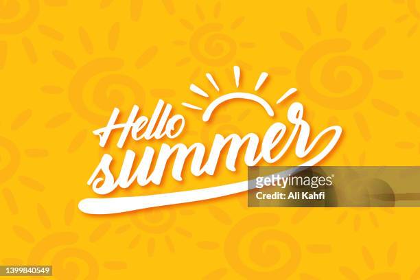 ilustrações de stock, clip art, desenhos animados e ícones de hello summer lettering background - summer