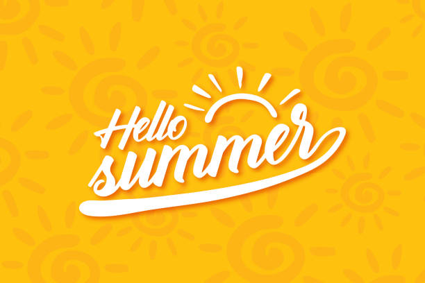 hello summer lettering background - summer background stock illustrations