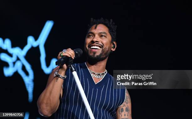 Singer Miguel performs onstage during the R&B Only Fest at Cellairis Amphitheatre at Lakewood on May 28, 2022 in Atlanta, Georgia.
