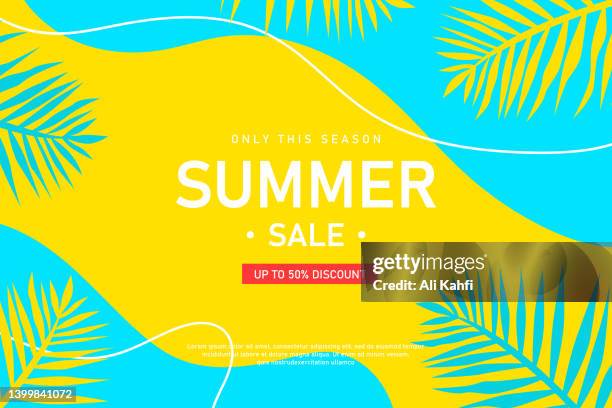 hintergrund der sommerverkaufssaison - tropisches muster stock-grafiken, -clipart, -cartoons und -symbole