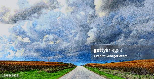 nebraska storm clouds over farm fields - great plains stock illustrations