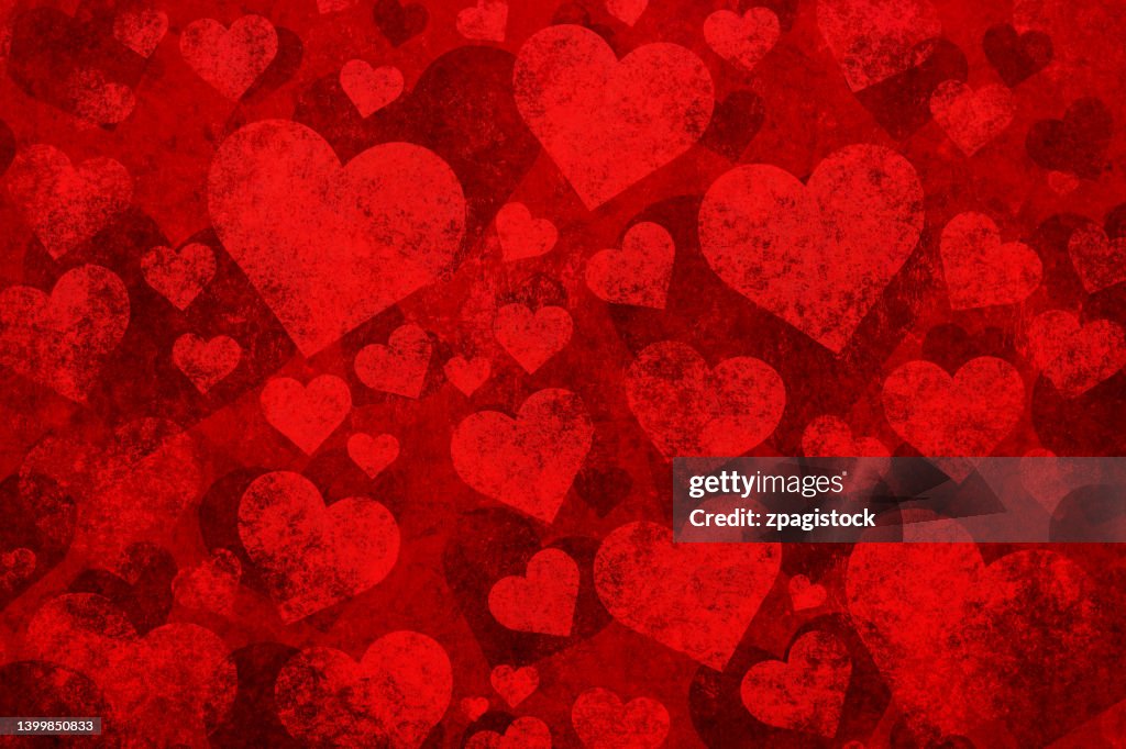 Red grunge with heart shapes