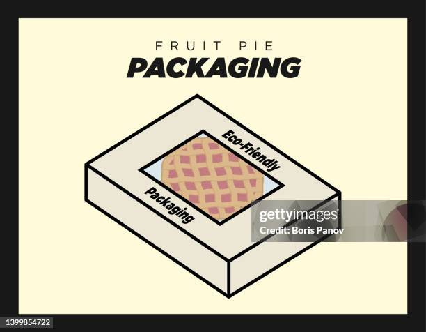 Apple Strawberry Fruit Pie Inside Ecofriendly Packaging 3d Icon Template, Stockfoto