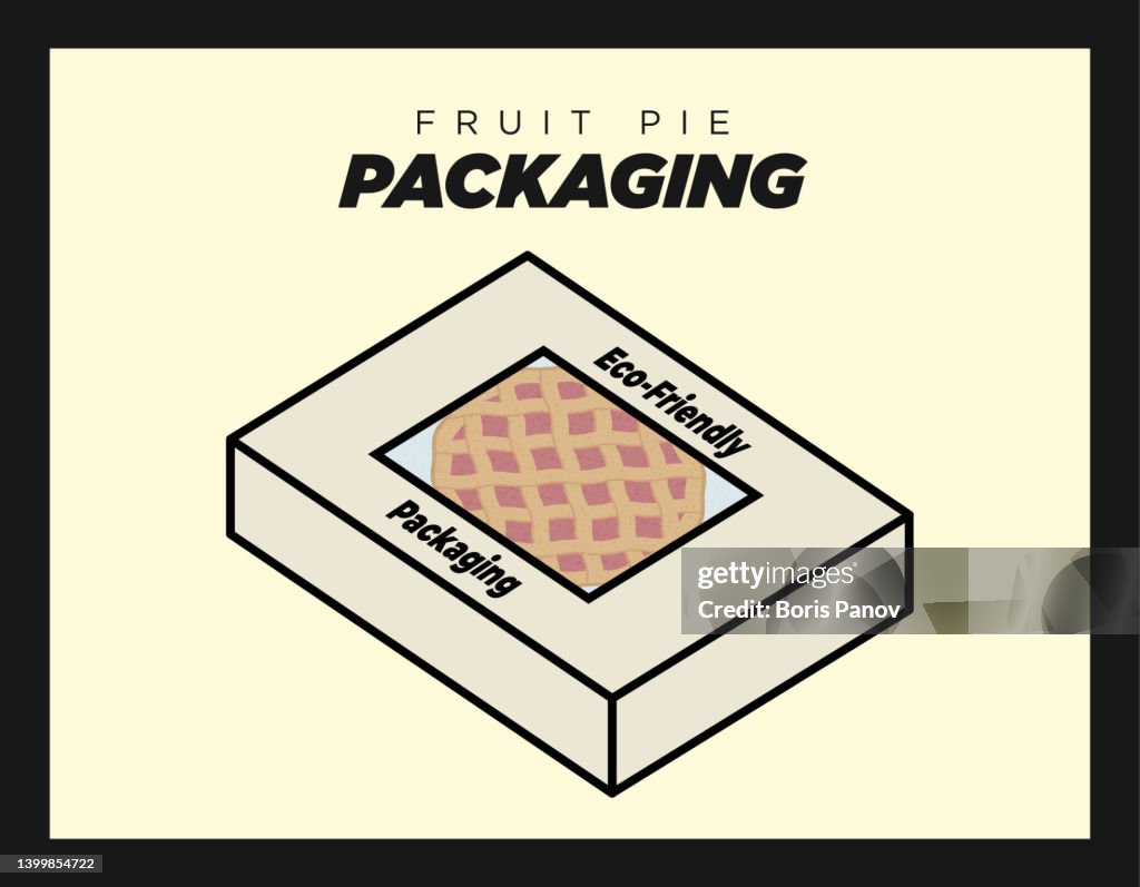 Apple Strawberry Fruit Pie inside Eco-Friendly Packaging 3D Icon Template