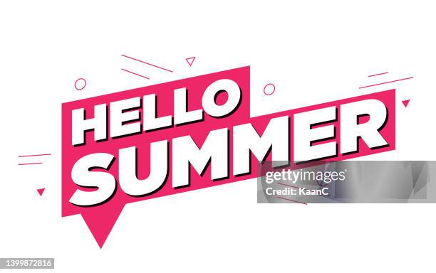 ilustrações de stock, clip art, desenhos animados e ícones de lettering composition of hello summer vacation stock illustration. banner template vector illustration - welcome back phrase