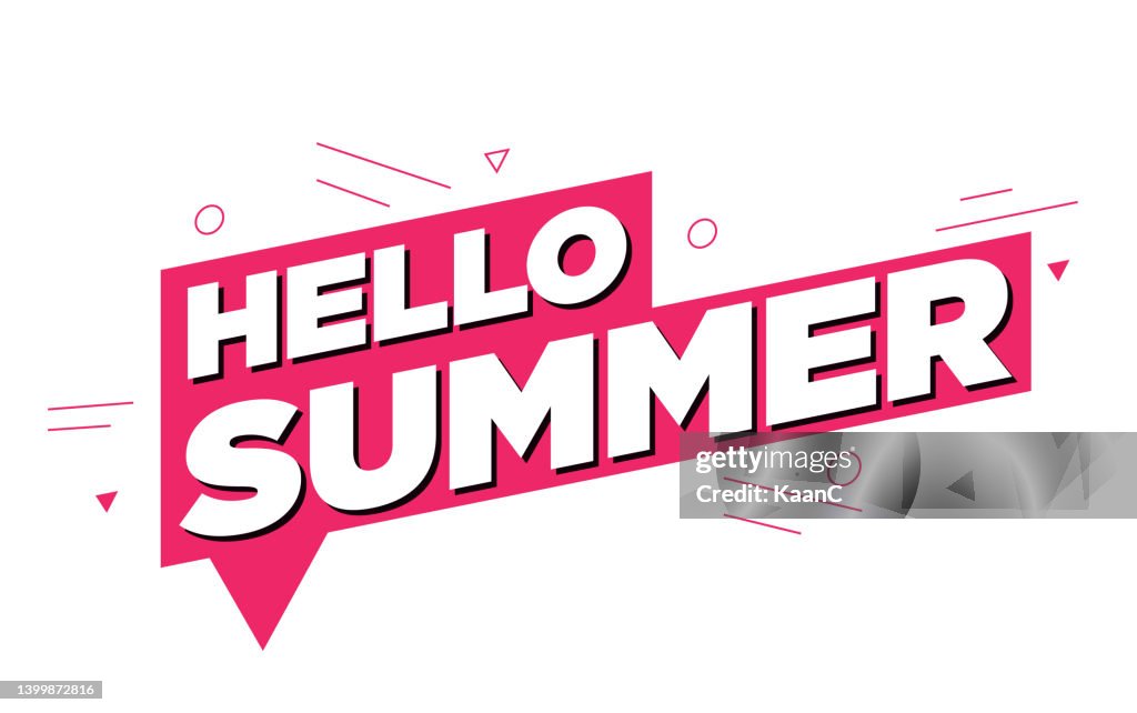 Lettering composition of Hello Summer Vacation stock illustration. Banner template vector illustration