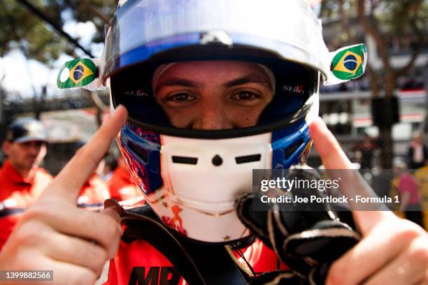 Race winner Felipe Drugovich of Brazil and MP Motorsport celebrates in parc ferme during the Round 5:Monte Carlo Feature race of the Formula 2...