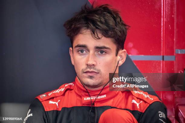 Charles Leclerc Team Scuderia Ferrari, F1-75, Ferrari 065 engine seen during the F1 Grand Prix of Monaco on May 28, 2022 in Monte-Carlo, Monaco.