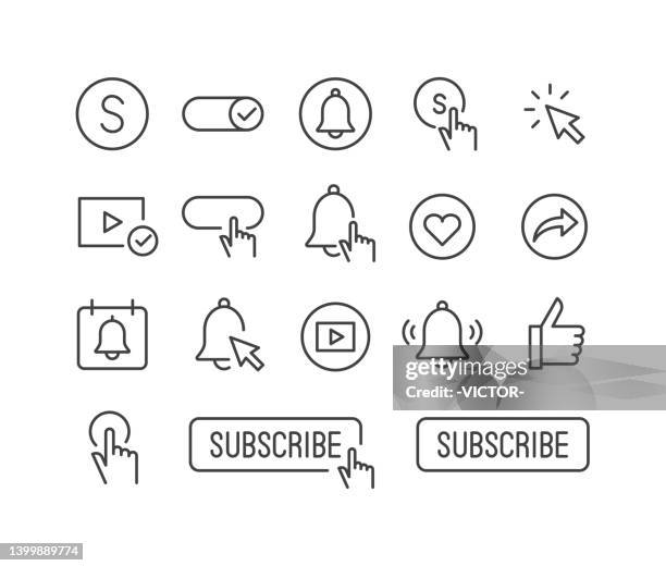 ilustrações, clipart, desenhos animados e ícones de ícones de assinatura - série clássica de linhas - youtube