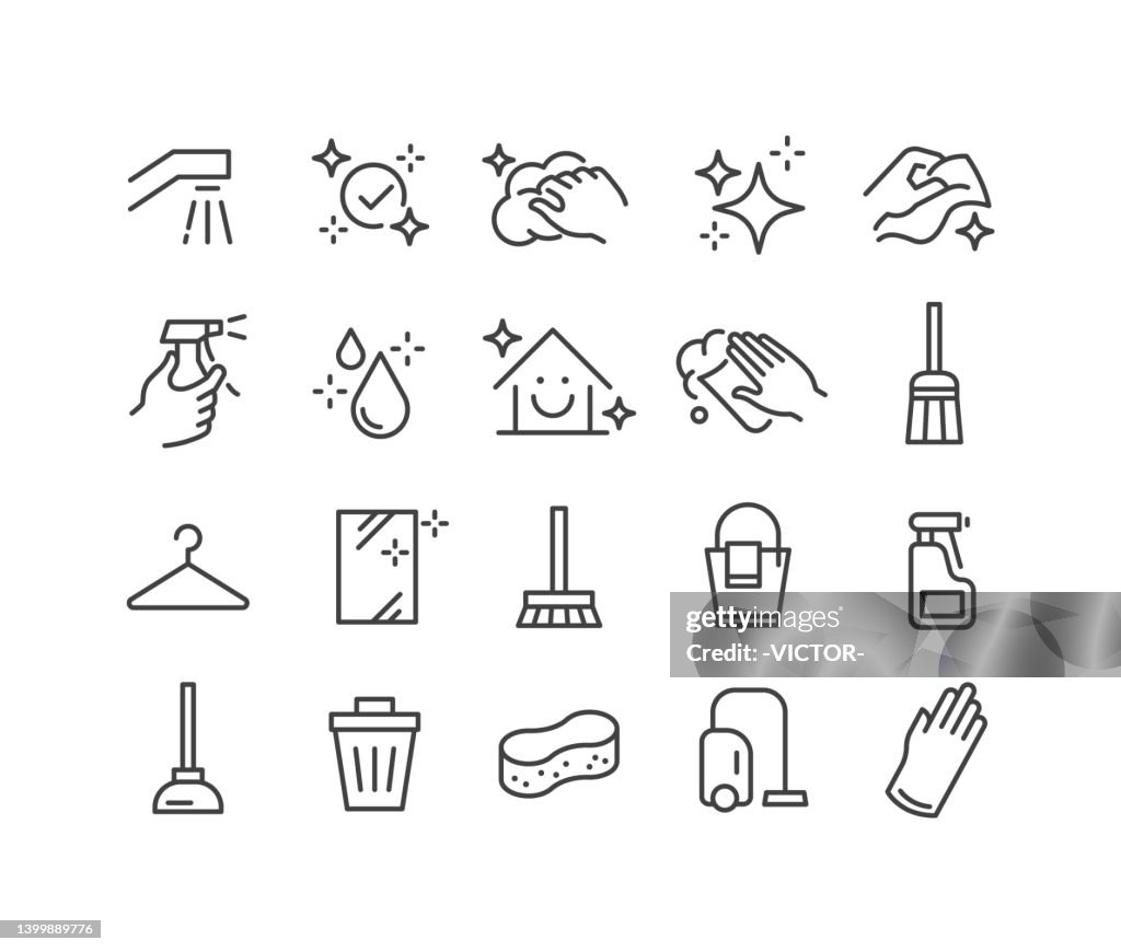 Ícones de limpeza - Série clássica de linhas