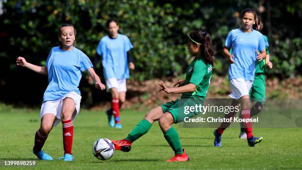 Play scene during the match between Lower-Rhine and Berlin 4-1 of the U15 Girls Federal Cup at Sportschule Wedau on May 29, 2022 in Duisburg, Germany.