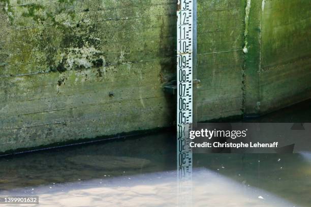 river during drought in seine et marne, france - barre stockfoto's en -beelden