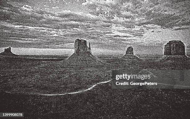 ilustrações de stock, clip art, desenhos animados e ícones de twilight in monument valley - vale monument