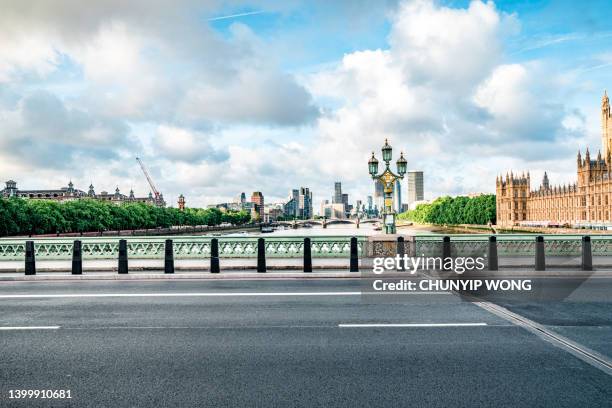 houses of parliament in london, uk - empty street stock pictures, royalty-free photos & images