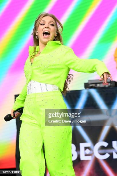 Becky Hill performs on stage during Radio 1's Big Weekend 2022 at War Memorial Park on May 29, 2022 in Coventry, England.