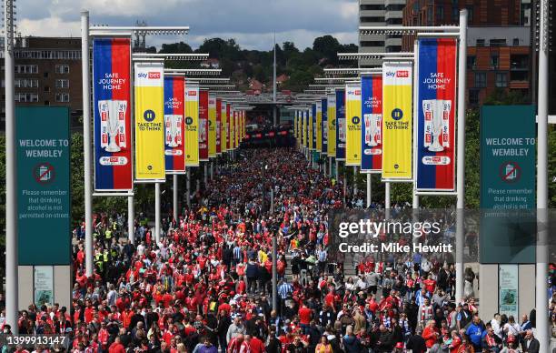 General view as fans make their way down Wembley Way ahead of the Sky Bet Championship Play-Off Final match between Huddersfield Town and Nottingham...