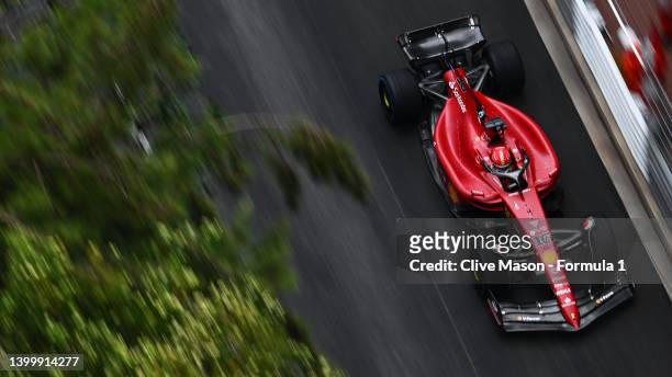 Charles Leclerc of Monaco driving the Ferrari F1-75 on track during the F1 Grand Prix of Monaco at Circuit de Monaco on May 29, 2022 in Monte-Carlo,...