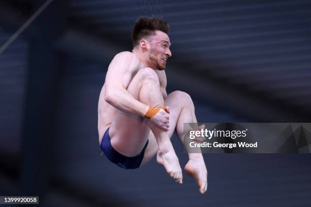 Matty Lee of Dive London Aquatics Club competes in the Men's 10m during Day Three of the British Diving Championships at Ponds Forge on May 29, 2022...