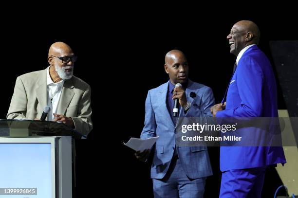 Show co-host Bryan Salmond , NBC Las Vegas/News 3 main sports anchor, brings Basketball Hall of Fame member Spencer Haywood onstage to introduce...