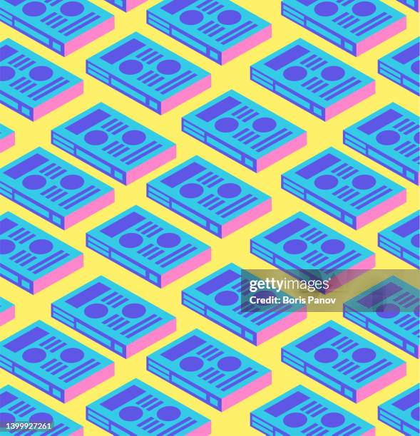 book pattern in retro neon color block with yellow blue and pink - colour blocks stock illustrations