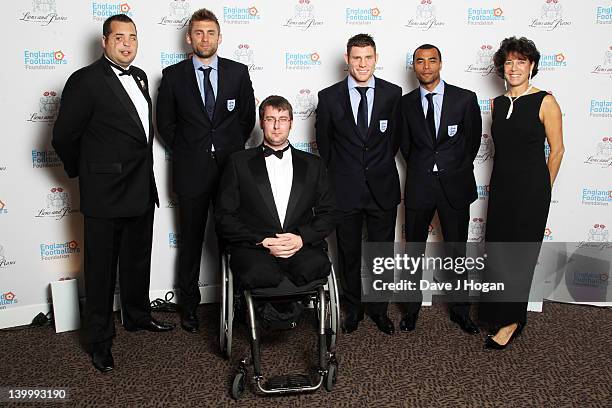 Simon Brown, Rob Green, Steve Palmer, James Milner, Ashley Cole and Stephanie Moore attend The England Footballers Foundation Lions and Roses Charity...