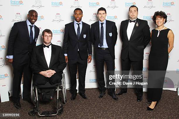 Micah Richards, Steve Palmer, Daniel Sturridge, Gareth Barry, Simon Brown and Stephanie Moore attend The England Footballers Foundation Lions and...