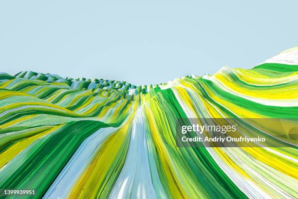 abstract multi coloured stripe patterned landscape - agriculture innovation stock pictures, royalty-free photos & images