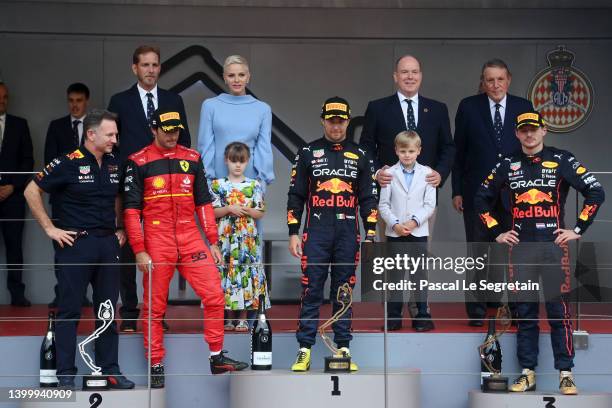 Carlos Sainz Jr, Sergio Perez and Max Verstappen, Andrea Casiraghi, Charlene de Monaco, Gabriella de Monaco, Albert de Monaco and Jacques de Monaco...