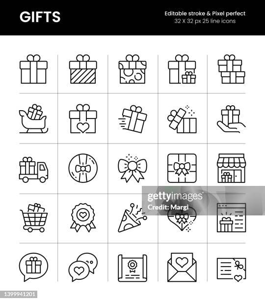 gifts editable stroke line icons - gift shop 幅插畫檔、美工圖案、卡通及圖標