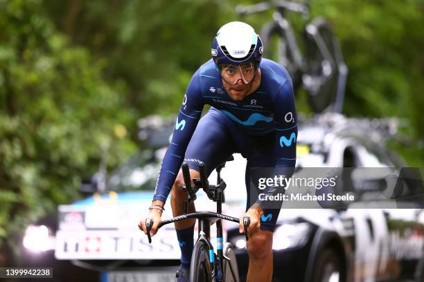 Jorge Arcas Peña of Spain and Movistar Team sprints during the 105th Giro d'Italia 2022, Stage 21 a 17,4km individual time trial stage from Verona to...