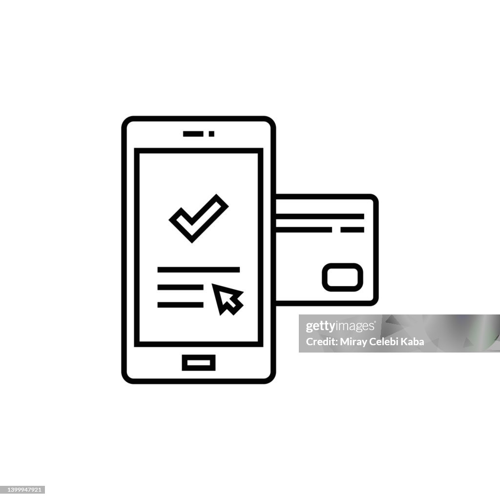 Payment By Mobile Credit Card line icon