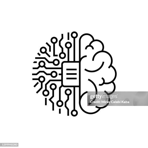 deep learning, artificial intelligence line icon - deep learning stock illustrations