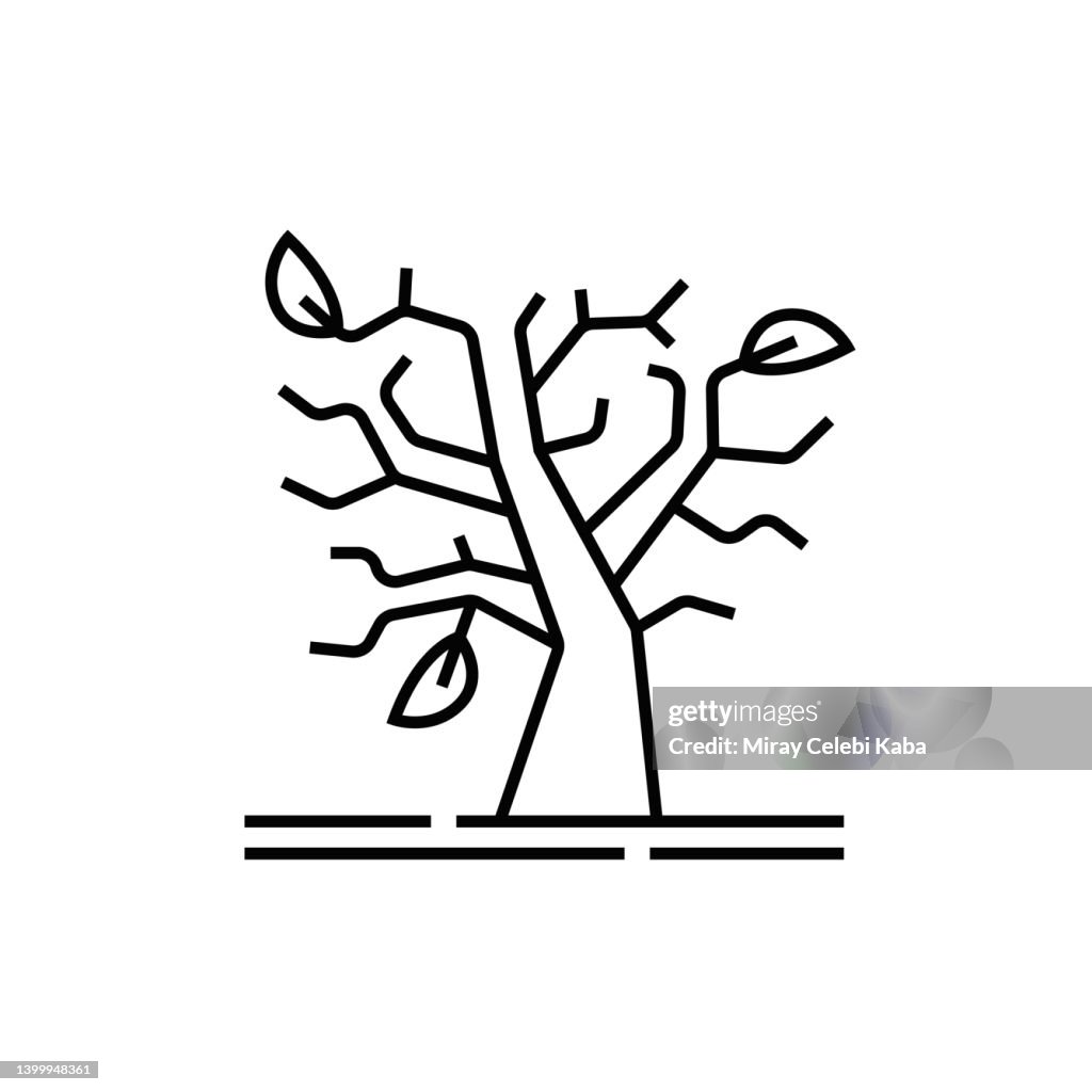Wüstenbildung, Entwaldung, Baumstumpfliniensymbol