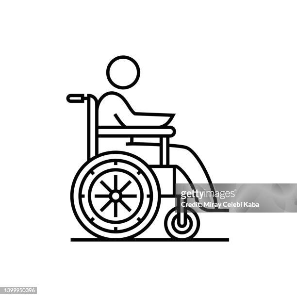 bildbanksillustrationer, clip art samt tecknat material och ikoner med wheelchair, disabled aid healthcare and medical line icon - persons with disabilities