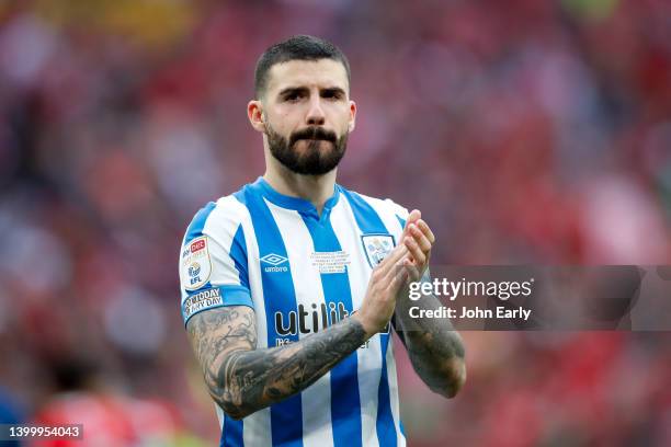 Pipa of Huddersfield Town applauds fans after the Sky Bet Championship Play-Off Final match between Huddersfield Town and Nottingham Forest at...