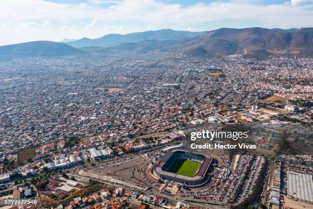 Aerial view of Hidalgo Stadium prior the final second leg match between Pachuca and Atlas as part of the Torneo Grita Mexico C22 Liga MX at Hidalgo...