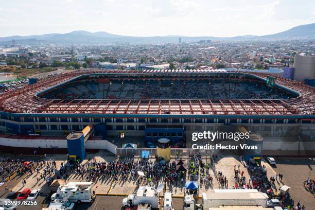 Aerial view of Hidalgo Stadium prior the final second leg match between Pachuca and Atlas as part of the Torneo Grita Mexico C22 Liga MX at Hidalgo...